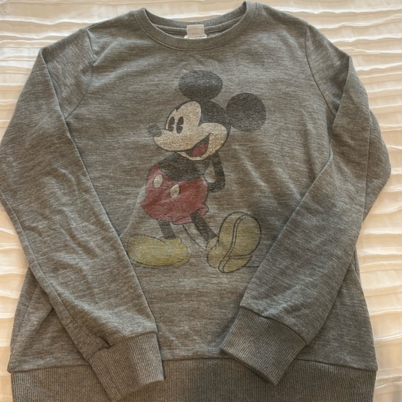 Disney Mickey Mouse Gray Pullover Sweatshirt- Size Small. Distressed style. - Picture 1 of 3